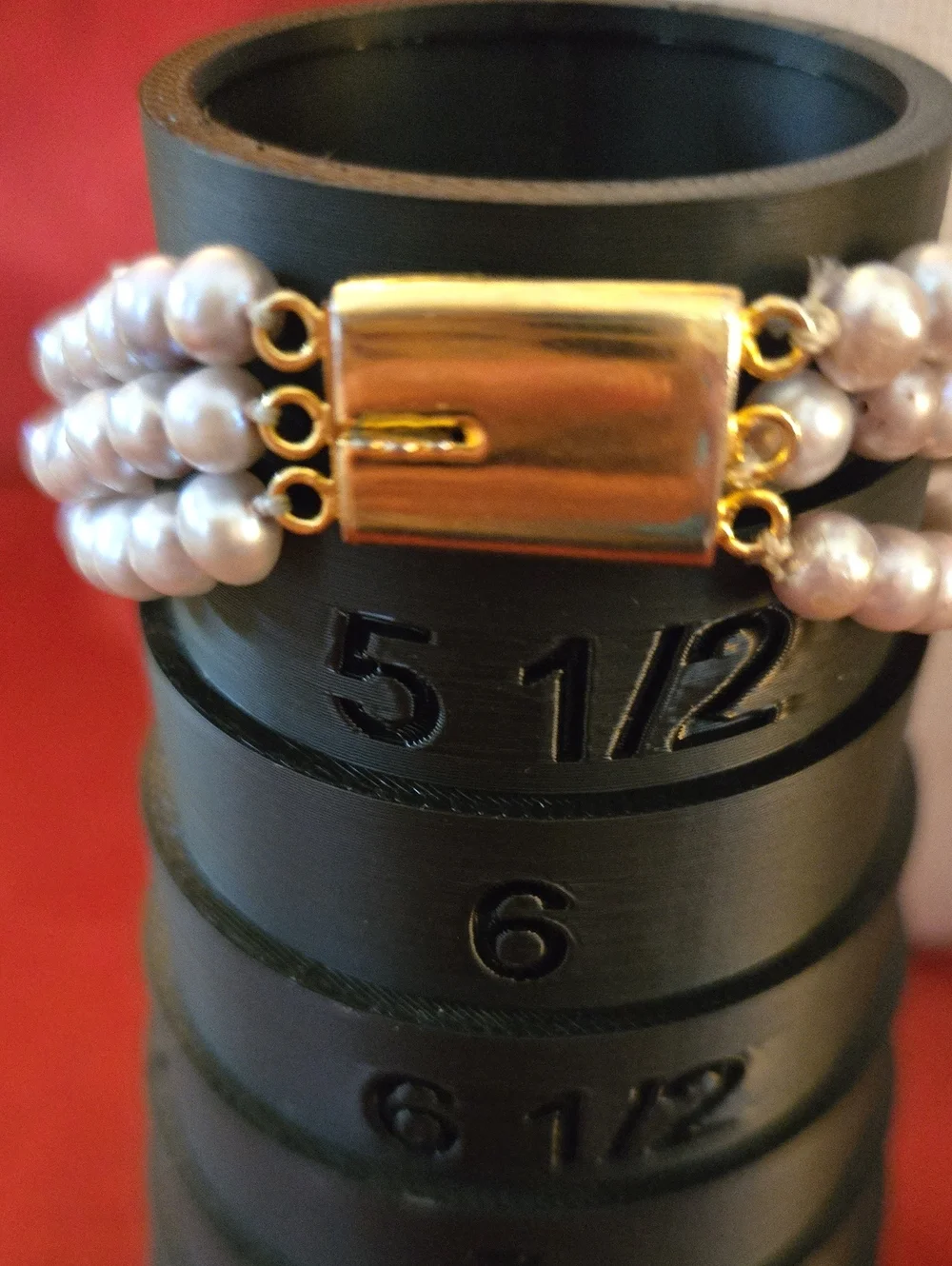Triple-Row Pearl Bracelet with Gold Crystal Accents